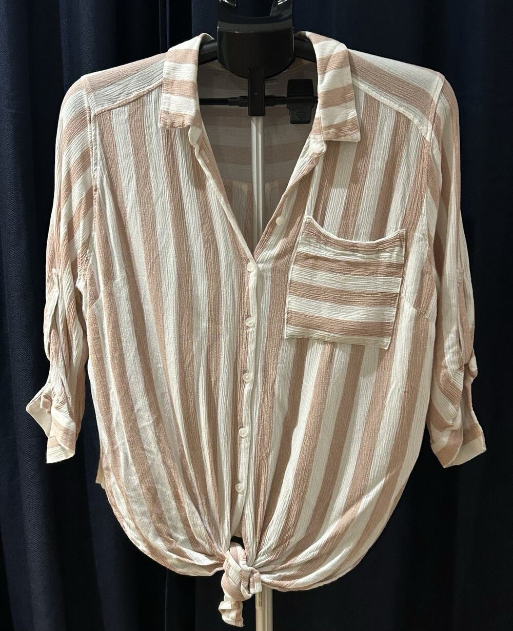 Vixbe Striped Front Knot Shirt Women's size L